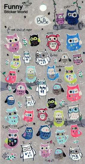 Gommettes papier traditionnel coréen Hibou
