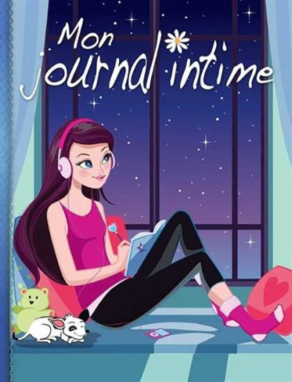Journal intime jeune fille devant fenêtre étoiles