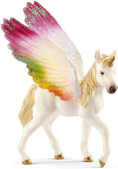 Figurine licorne ailée arc-en-ciel, poulain