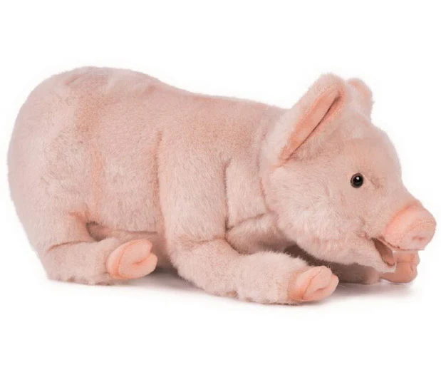 Peluche cochon couché 28cm