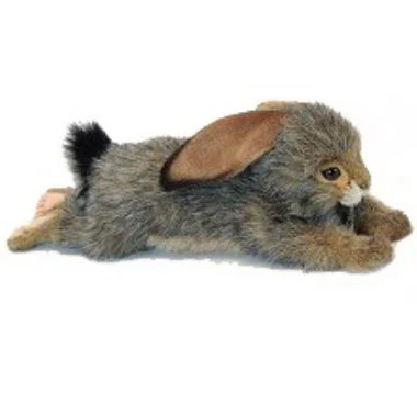 Peluche lapin gris couché 38cm