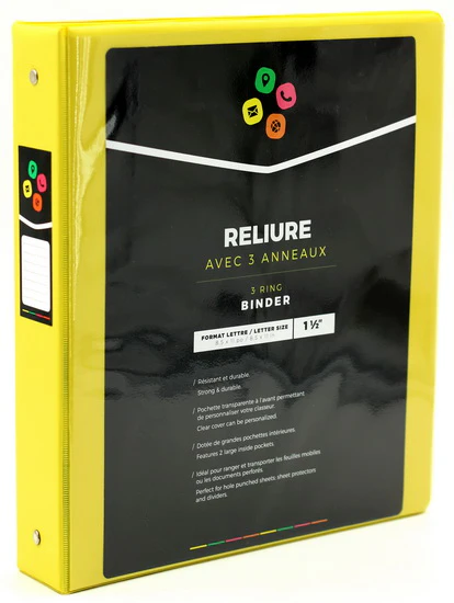 Reliure 1''1/2 Jaune