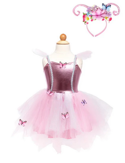 Robe papillon des bois et serre-tête 5-6 ans