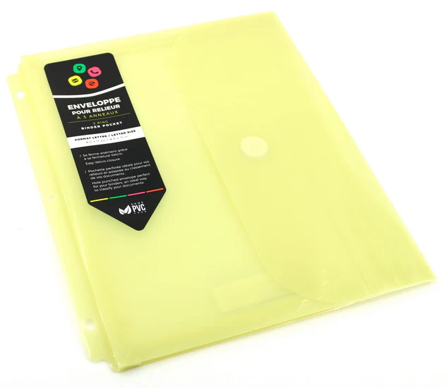 Env. poly relieur 3 anneaux jaune