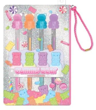 Ens. 4 crayons, notes et pochette gummy bear
