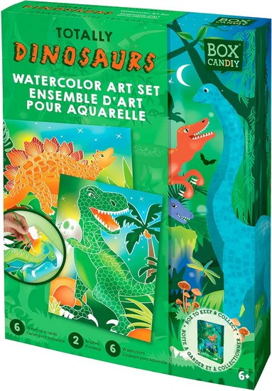 Ensemble d'art aquarelle dinosaure
