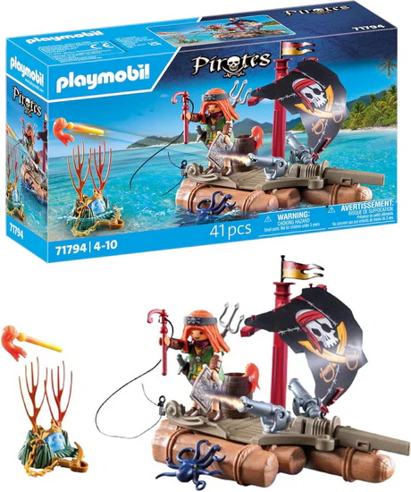Pirate avec radeau flottant, canons et tresor