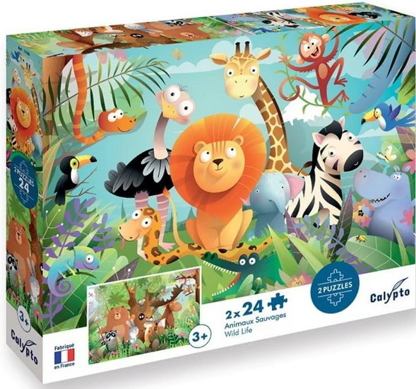 CASSE-TÊTES POUR ENFANT - ANIMAUX SAUVAGES, 2 X 24 MORCEAUX