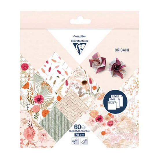 KIT D'ORIGAMI 60 FEUILLES - FLEURS SÉCHÉES
