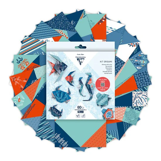 FEUILLES ORIGAMI À MOTIFS - FAUNE MARINE