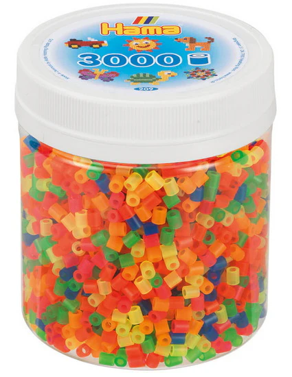Pot 3000 perles Hama midi - Couleurs neons