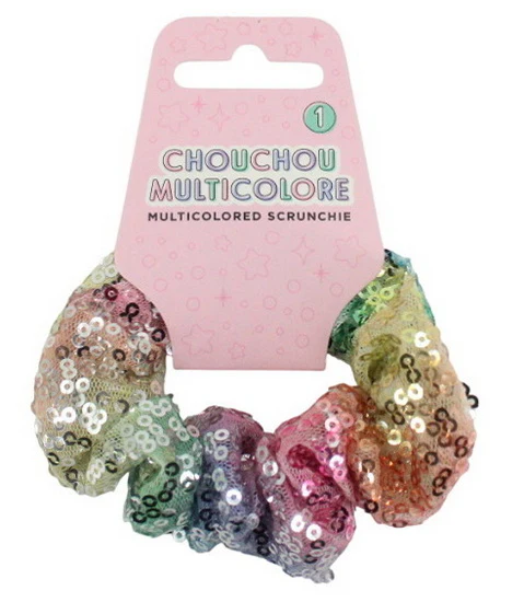 Élastique à cheveux multicolore à pailettes