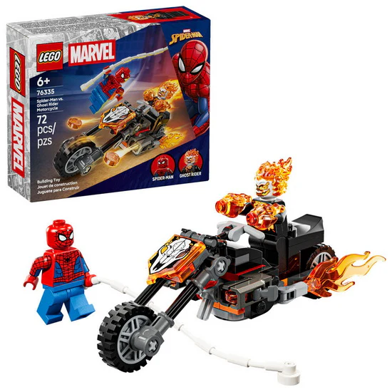 Spider-Man et sa moto contre Ghost Rider