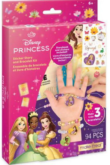 Ensemble de bracelets et autocollants d'histoire Les princesses de Disney