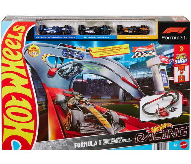 Hot Wheels Circuit de course sprint coffret avec 3 voitures