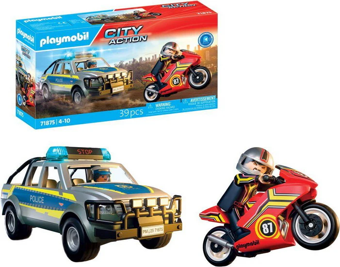 Pick-up de police avec moto