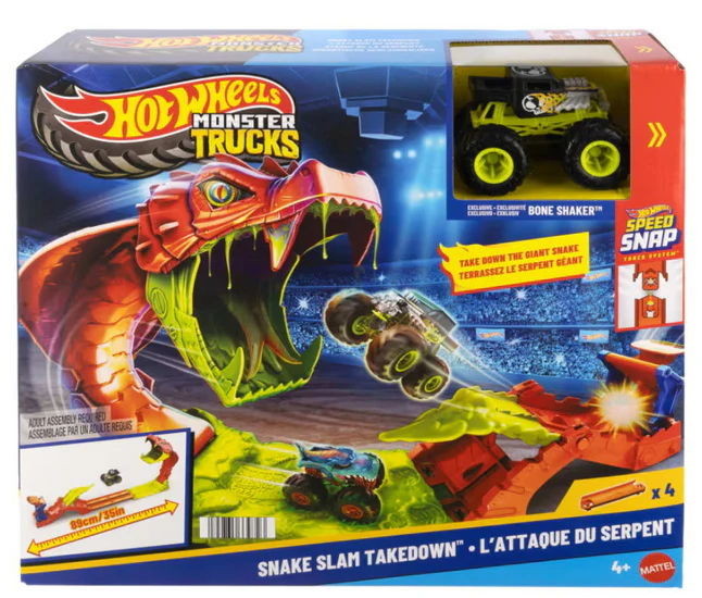 Hot Wheels Circuit de course Monster Truck l'attaque du serpent